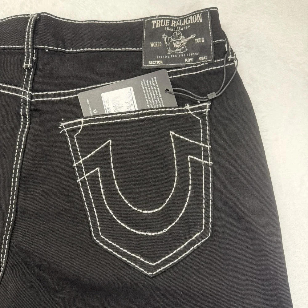 True Religion Jeans Mens 36x32 Geno Relaxed Slim Black Rinse NWT Retail $204